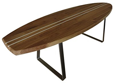 ICEBORN Surfboard MAUI 160cm Eiche Edelstahl Couchtisch Wohnzimmertisch Sitzbank Lowboard TV-Board Manufaktur