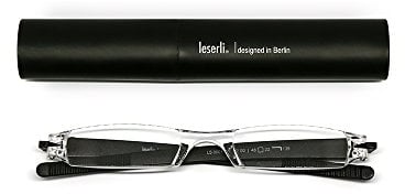 Kompakte leichte randlose Lesebrille Lesehilfe mit Etui vier Farben wählbar von leserli ® Lesebrillen (1.5, schwarz)