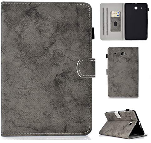 LMFULM® Case for Samsung Galaxy Tab E/SM-T560 / T565 (9.6 Inch) PU Magnetic Leather Cover Stent Function Holster Flip Cover for Galaxy Tab E 9.6 Tablet PC Gray