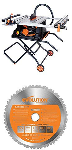 Evolution Power Tools Rage 5-S Multi-Purpose Table Saw (110 V) with Carbide-Tipped Blade, 255 mm