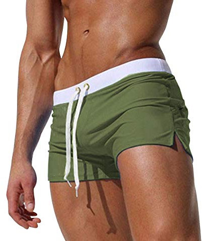 Short de Bain Homme Court Maillot de Bain Homme Piscine Natation Surf Shorty Moulant Boxer de Bain Pantalon Short de Plage Fluo Boardshort Boardshorts Mayo de Bain Homme Trunks Sport Loisir Vert S