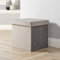 Home Source Folding Ottoman, Velvet Fabric Storage Square Box, Grey