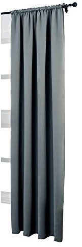 Laneetal Verdunkelungsgardine mit Kräuselband 1 Stück Vorhang Blickdicht Verdunklungsvorhang in Schiefer grau 135x245 cm Thermovorhang für Schlafzimmer Gardine Lichtundurchlässig