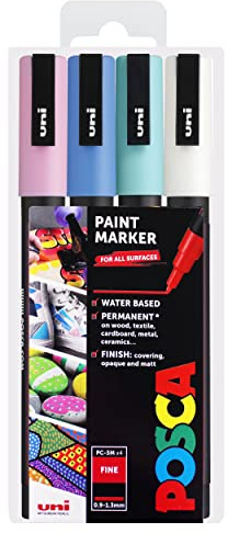 Posca - PC-3M Art Paint Markers - Set of 4 - In Plastic Wallet - Unicorn Tones