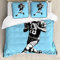 ABAKUHAUS Sport Bettbezugs Set Für Doppelbetten, American Football Retro, Milbensicher Allergiker geeignet mit Kissenbezügen, Blau Schwarz Weiß