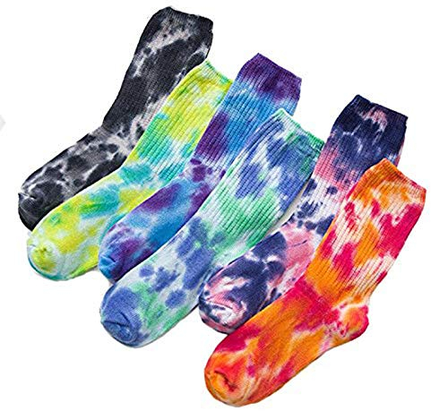 Bunte Damensocken aus Baumwolle, weich, mit Batikfärbung, 6 Stück, 6 Teile, Einheitsgröße