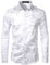 PARKLEES Men's Luxury Paisley Gold Shiny Printed Stylish Slim Fit Button Down Dress Shirt PZLCL18 White Silver M