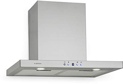 Klarstein Limelight Cappa da Cucina - Cappa Aspirante a Parete con 3 Velocità, Cappa a Muro, 600 m³/h, Schermo Digitale, Luce LED per Piano Cottura, 64 dB, Larghezza 60 cm, Acciaio Inox Spazzolato