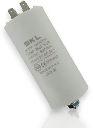 DL-pro Kondensator Motorkondensator 35µF 450V Ø45x95mm universal mit 6,3mm AMP Steckfahnen und Befestigungsschraube M8 CBB60 Anlaufkondensator Motorstartkondensator für elektrische Hausgeräte