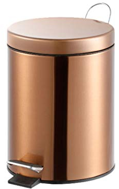 MYBA Cubo de basura de acero inoxidable con pedal de basura, cubo de basura con tapa para cubo de basura de baño y cocina (color: oro rosa, tamaño: 5 L)