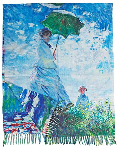 Toocool Unisex Schal Stola Klimt Van Gogh Kandinsky Monet Foulard Kunstgemälde 70x170cm Tuch Berühmte Meisterwerke Tragbare Kunst A001 [Eine Größe, Frau mit Regenschirm]