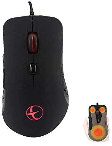 AUBGSANG Mit beheizter Maus, kabelgebundene Gaming-Maus, ergonomisches Design, 6 programmierbare Tasten, 2400 Dpi, geeignet für Windows-Computerspiele, Schwarz