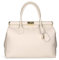 Chicca Borse Borsa Donna a Mano Pelle con Tracolla Bauletto (D37 Latte)