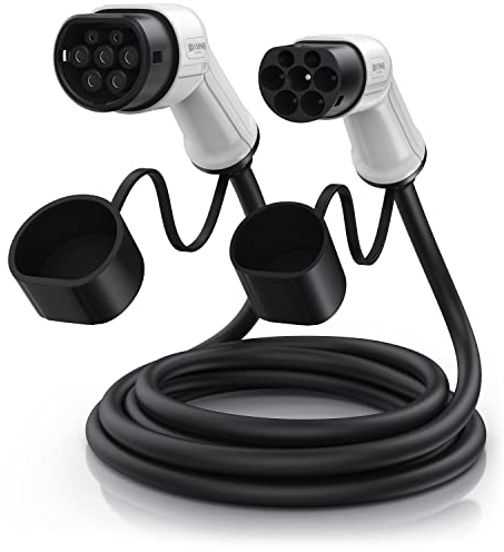 Brandson 22 KW Ladekabel 5m, Ladestationenzubehör für Elektroauto + Hybrid, IEC Typ 2 auf Typ 2 (EN 62196-1&2) 3,6 A-32 A 3-phasig 480V, kompatibel mit S/3/X/Y, ID.3 ID.4 Leaf ZOE i3 iX EQC E-Tron