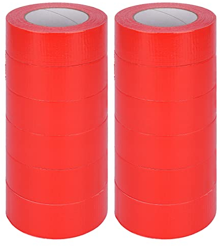 verpacking Premium Panzertape 50 m x 48 mm Rot Gewebeband Gaffa Tape Reparaturband hohe Klebekraft Klebeband mit Naturkautschuk-Kleber (12 Stück)