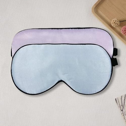 townssilk 2 pcs 100% Silk Sleep mask with Adjustable Strap,Comfortable and Super Soft Eye mask Including 1 pc Purple and 1 pc iceblue