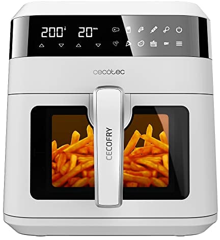 Cecotec Friggitrice ad Aria da 6 Litri Cecofry Experience Window White 6000. 1300 W, Tecnologia PerfectCook, Temperatura regolabile, Finestra, Controllo tattile, 9 modalità, Timer