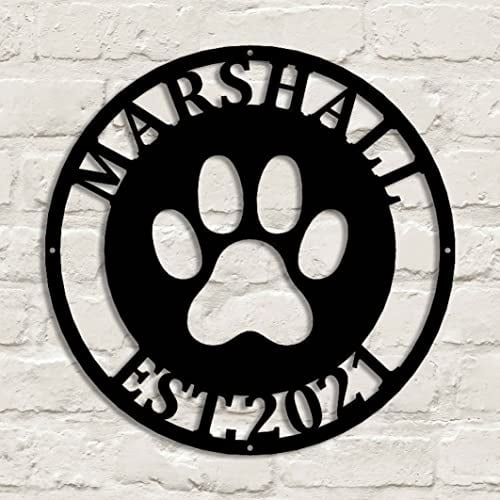 Personalised Dog Paw Print Metal Sign Dog Pet Name Sculpture Doghouse Kennel Plaque Home Wall Decor Pet Gift