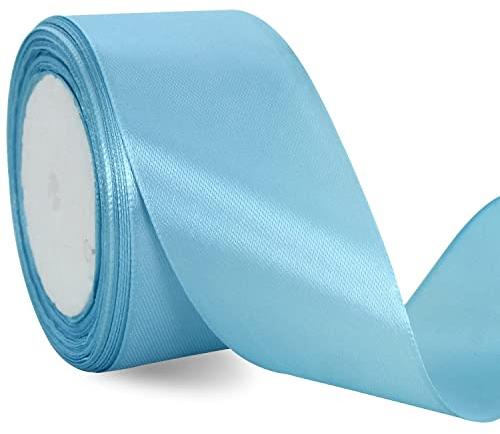 TONIFUL 5cm x 20M Hellblau band breit geschenkband große schleife satinband für auto Bogen Schleifen Partydekoration Stuhl Hochzeit Der Valentinstag Geschenkverpackungen Strauß geschenkband