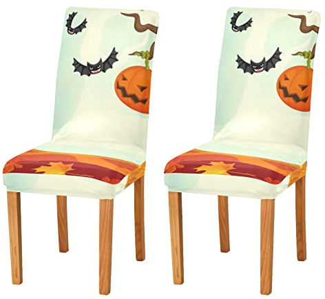 Halloween-Stuhlhussen-Set für Esszimmer, dehnbar, Esszimmerstuhl, Schonbezug, Restaurant, Hotel, abnehmbar, waschbar, Küchenstuhlschutzbezug