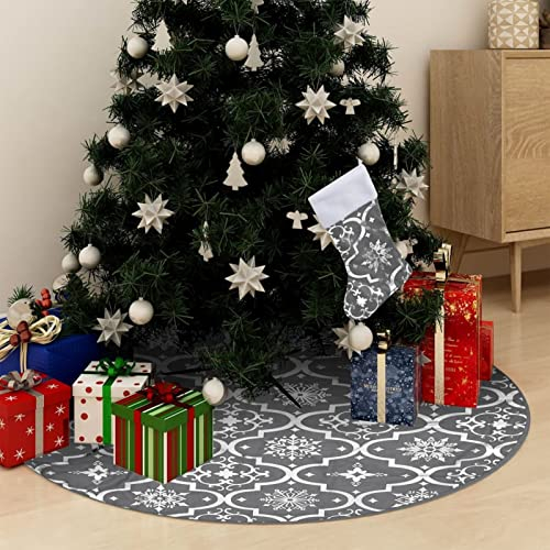 Mogou Luxus-Weihnachtsbaumdecke mit Socke, Deko Weihnachtsbaum, Baumdecke Weihnachtsbaum, Christbaum Decke, Weihnachtsbaumrock, Grau 122 cm Stoff