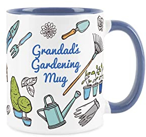 Purely Home Grandad's Gardening Mug - Gardening White & Blue Coffee/Tea Gift for Gardeners 11oz