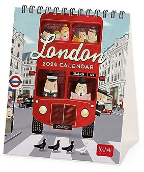 Legami - Tischkalender 2024, 12 Monate und Jahresplaner 2025, Platz für Notizen und Notizen, Wochenzahl, Sternzeichen und internationale Feiertage, Einzelzellophanatur, 12 x 14,5 cm