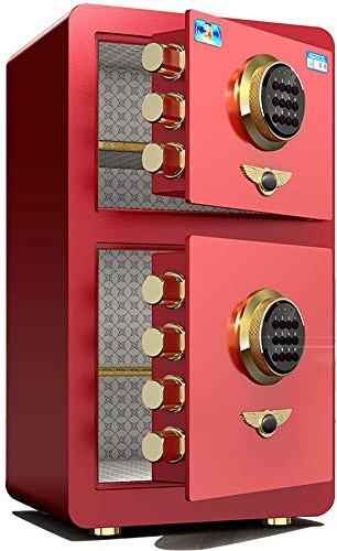 ZEDARO Ganzstahl-Einbautresor Haustresor 66 cm/44 kg Büro-Diebstahlsicherung Tresor Doppeltür Schrank Nachttisch,Rosa,Passwort + Fingerabdruck