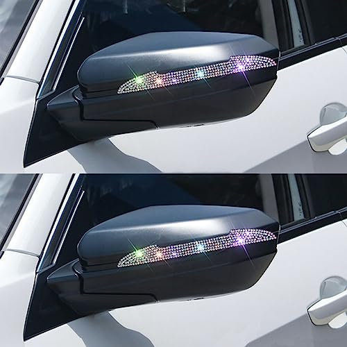 2 Stück Auto Rückspiegel Aufkleber, Auto Reflektor Aufkleber,Auto Dekoration Aufkleber,Mit Diamanten besetzte, kratzfeste und kollisionssichere Aufkleberdekoration,für die meisten Autos,Mehrfarbig