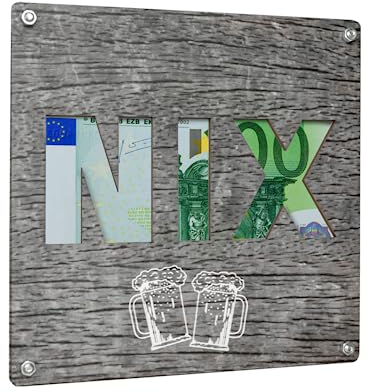 Geldgeschenk Holz NIX I Originielles Geldgeschenke Karte für Geburtstag I Geldverpackung Holz I Geldgeschenk Hochzeit und Party (Dunkle Farbe)