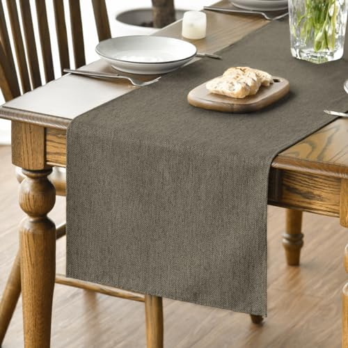 Artoid Mode Kaffeebraun Tischläufer, Herbst Abwaschbar Küche Esstisch Tisch Dekoration Drinnen Urlaub Party Dekor 40x180 cm