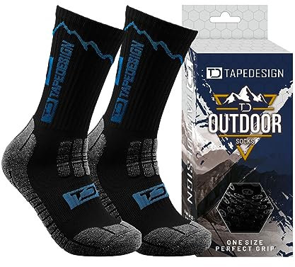 Tapedesign – „Outdoor 2.0” 1 Paar Wandersocken Outdoor Trekking Sportsocken Schwarz-Blau (Unisex) - Wander-Socken für Damen & Herren Unisex Verschleißfest - atmungsaktiv