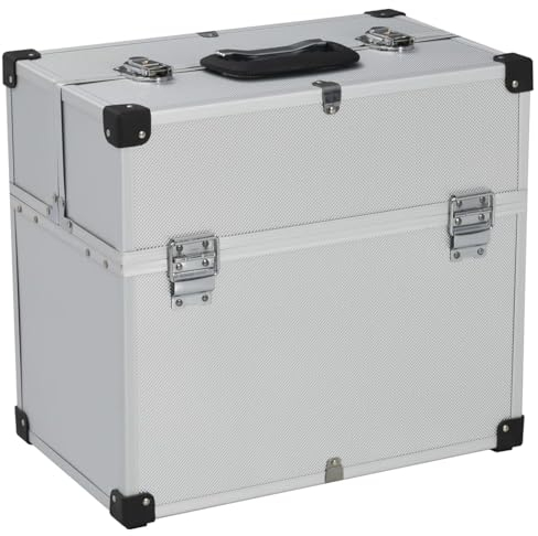 ZEYUAN Werkzeugkoffer 38x22,5x34 cm Silbern Aluminum, Werkzeugtrolley, Werkzeugset, Werkzeug-Sets, Tool Set, Werkzeugtasche Gefüllt