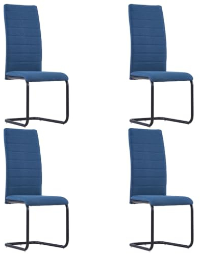 RAUGAJ Stühle-Freischwinger Esszimmerstühle 4 Stück Blau Stoff-Möbel