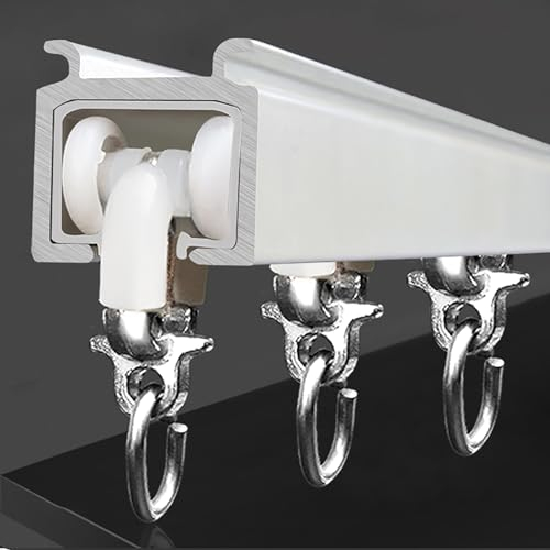 Deckenvorhangschiene (1-4m), Raumteiler-Vorhangstangen, Aluminium-Deckenschiene Für Vorhänge, Schwere Vorhangschienen, Für Privatsphäre Wohnzimmer-Schlafzimmer-Deckenmontage-Systeme ( Color : Gray , S
