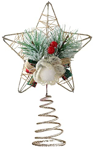 Gold Weihnachtsbaumspitze Stern, Höhle Metall Weihnachtsbäume Top Dekoration,Weihnachtsdeko Baumspitze Weihnachten Christbaumspitze Star Weihnachtsbaum Topper Spitzen Deko Fünfzackiger (GD2, One Size)