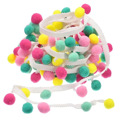 QUARKZMAN 2 Pom Pom Ball Fransenborte, Band Nähen DIY Bastelzubehör für Vorhänge, Kleidung, Kissen Dekoration, Bunt