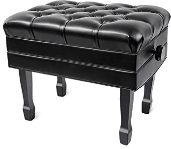 RWRAPS Piano Bench with Elegant Horseshoe Stool Legs, Keyboard Bench Piano Stool, 10CM Height Adjustable, 61 x 43 x 48-58CM