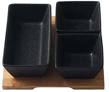 RWRAPS Snack-Teller, Keramik-Dip-Schüssel, Mattschwarz, kleine Saucenschüssel, kreative Trockenfrüchte-Snack-Teller, Heim-Dessertteller, Sushi-Gericht, Geschirr, Snack-Schüssel (Farbe: B) (C)