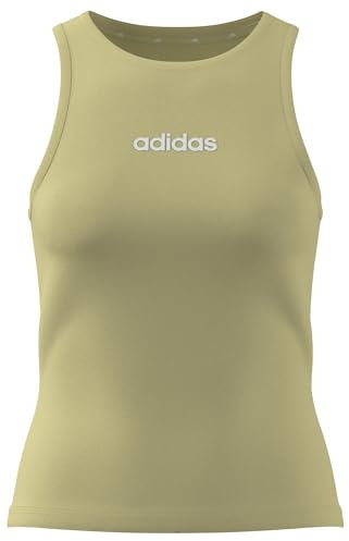 adidas Damen Essentials LINEAR Slim Cotton Tank, Powder Yellow/White, S