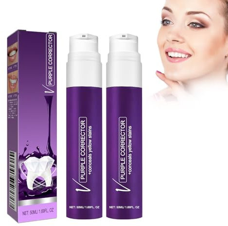Tkekruh 2 pièces Correcteur De Couleur 50ml, Elimination des Taches Dentaires, Booster de Blanchiment des Dents, Purple Teeth Dentifrice Blanchissant pour Dents Blanches, nettoyant magique sans effort