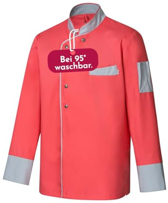 Clinotest Herren Langarm Kochjacke – 95°C waschbar & kochfest, Bäckerjacke mit Druckknopfverschluss, 65% Polyester, 35% Baumwolle, Pflegeleichte Kochkleidung für Gastronomie & Restaurant