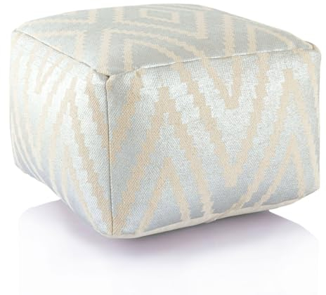 Amago home Kelim Sitzwürfel 50x50 H35cm Pouf Fußhocker Sitzhocker Bodenkissen Fußschemel Farbe metallic Silber