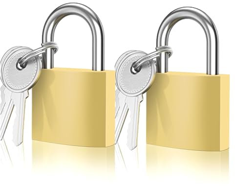 Elodyunhc 2 Pack Padlock, Lock 32mm, Padlock with Keys, Heavy Duty Padlocks, keyed Alike Padlocks for Doors, lockers, Fences, Warehouse, Storage Room and Garden, Yellow