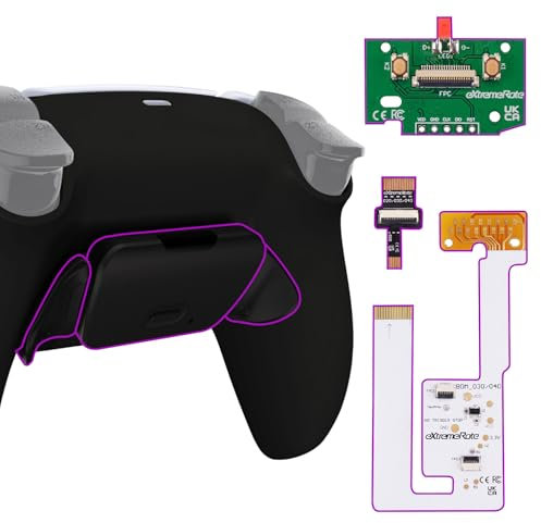 eXtremeRate RISE V3 Remap Kit für ps5 Controller BDM-030/040/050 Modell, Upgrade Remap Platine & Custom Rückgehäuse Case & Konfigurierte Back Paddles Set für ps5-Schwarz