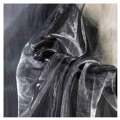 SMTCM Schillernder Organzastoff Grau 4m*150cm Gradient Organza Spitzenstoff Magisch Glänzend Stoffband Bunt transparenter Stoffe zum Nähen Tüllstoff Dekostoff für DIY Kostüm Hintergrund Hochzeit