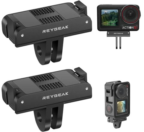 REYGEAK Magnetische Adapterhalterung für DJI Action 5 Pro Action 4/3 mit Adapteranschluss für DJI Action 5 Pro/4/3, 2er-Pack Magnetische Adapterhalterung mit Zwei Krallen Zubehör(2er-Pack)