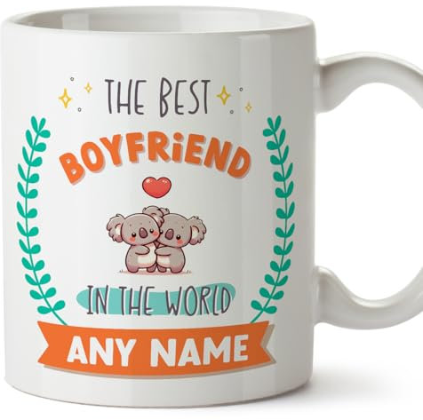 MUGFFINS Boyfriend Mug - in English - World's Best - with Doodle - Funny Gift - Ceramic 11oz Mug