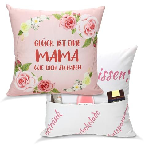 Geschenke für Mama -Ultra Weicher Polyester-Kissenbezug mit DREI Taschen, 45 cmX45 cm, Kissenbezug für Auto, Sofa, Schlafzimmer, Wohnzimmer, Heimdekoration, Muttertagsgeschenke. Für Mama,Stil A