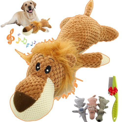Donubiiu Starke Kauer,Dog Plushie for Heavy Chewers,Durabrite Dog Toy,Das perfekte Spielzeug für Power-Kauer,Indestructible Dog Toy (Löwe)